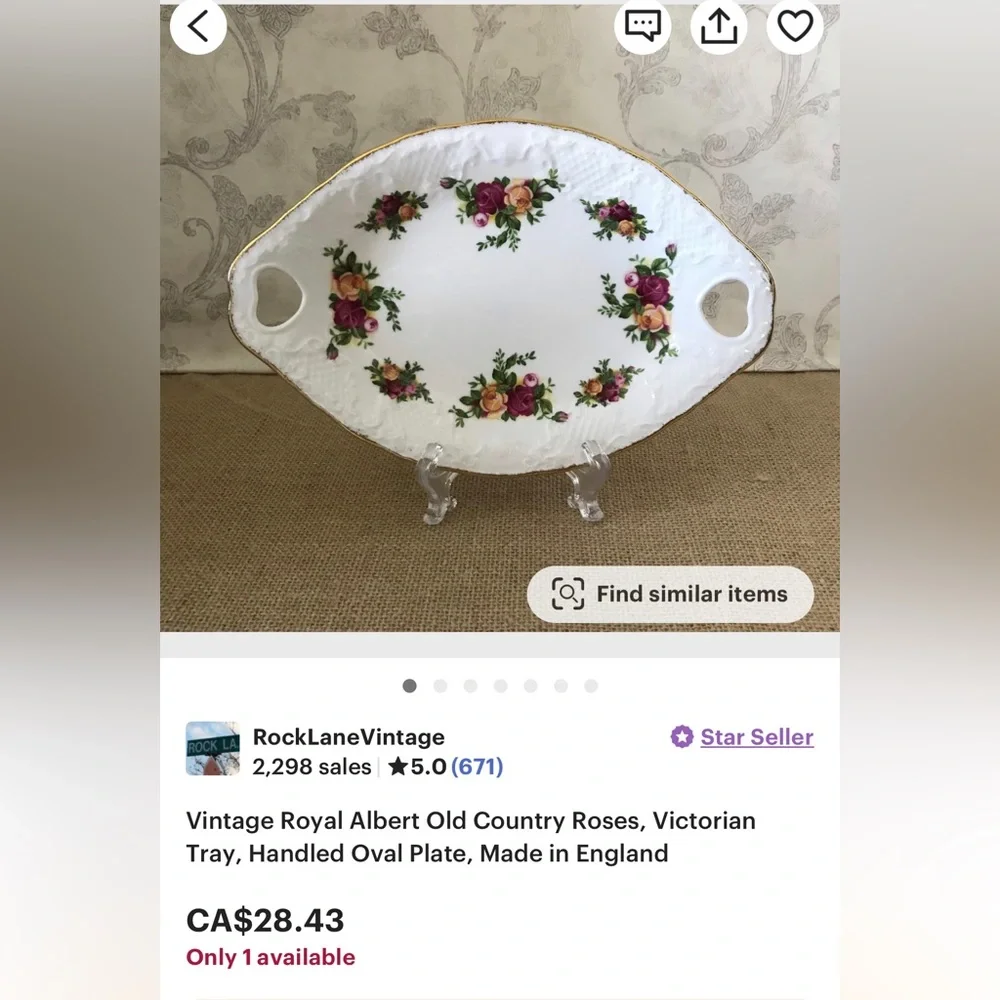 Old Country Roses Oval Tray - Picture 5 of 7